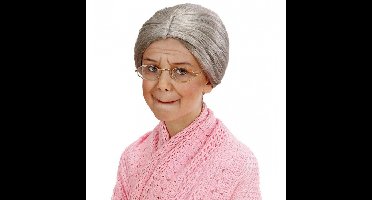 Oma/oude vrouwen pruik voor meisjes - Grijs - Carnaval verkleed accessoire