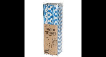 Papieren drinkrietjes - 100x - blauw - 20 cm