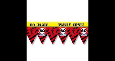 Party zone tape markeerlint 60 jaar 12 meter feestdecoratie/feestversiering
