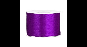 Partydeco Cadeaulint - paars - 5 cm x 25 meter - satijn - sierlint - inpakken - decoratie
