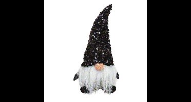 Pluche gnome / dwerg - decoratie pop - knuffel - zwart met glitters - 29 cm - Kerstgnomes