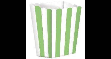 Popcorn of snoep bakjes - groen/wit - 5x stuks - chipsbakjes/snackbakjes