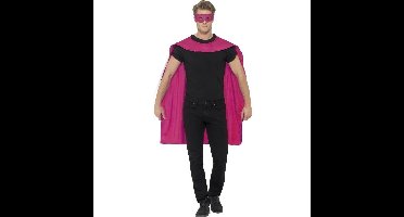Roze verkleed cape met oogmasker voor volwassenen - Carnaval - Superheld/Hero - 100 cm