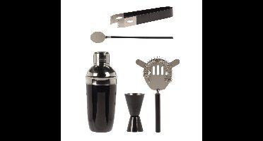 RVS barset / cocktailset / giftset met cocktailshaker 5-delig zwart