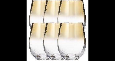 Secret de Gourmet Drinkglazen - 6x - tumbler - gouden rand - 540 ml
