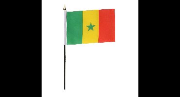 Senegal - mini vlaggetje van 10 x 15 cm op stokje - Landen vlag - H27 cm