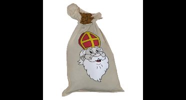 Sinterklaas strooizak voor snoep - katoen - 35 x 60 cm - Sint en Piet strooigoed zakken