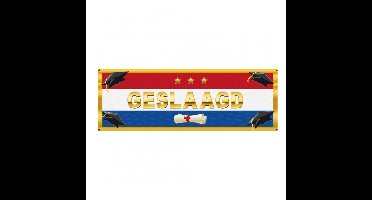 Sticker Geslaagd diploma thema - Nederlandse vlag - 19,6 x 6,5 cm - versiering