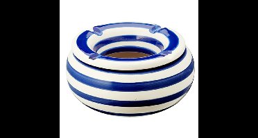 Storm Asbak Nautica - Kunststeen - D11 x H6 cm - blauw/wit - voor binnen/balkon/serre