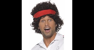 Tennis speler jaren 80 - herenpruik - bruin - carnaval - John Mc Enroe look