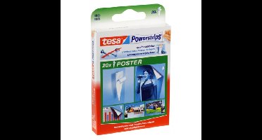 Tesa Powerstrips ophang gummetjes - 20x stuks - zelfklevend - poster strips