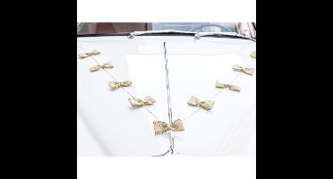 Trouwauto decoratie strikken jute - 13x stuks - Bruiloft - just married