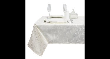 Unique Living Kerst tafellaken/tafelkleed - wit - 145 x 200 cm - polyester - rechthoekig
