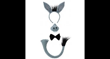 Verkleed accessoire set ezel - met geluid - dieren thema verkleedset - 4-delig