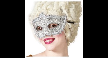 Verkleed gezichtsmasker Venetiaans - zilver met glitters - volwassenen - Carnaval/gemaskerd bal