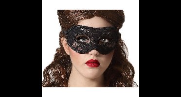 Verkleed oogmasker - zwart - kant patroon - volwassenen - Halloween/gemaskerd bal