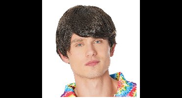 Verkleedpruik voor heren - bruin - Seventies - Carnaval - kort haar