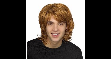 Verkleedpruik voor heren - lichtbruin - Seventies/disco/eighties/popster/hippie/sixties - Carnaval