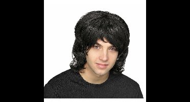 Verkleedpruik voor heren - zwart - Seventies/disco/eighties/popster/hippie/sixties - Carnaval