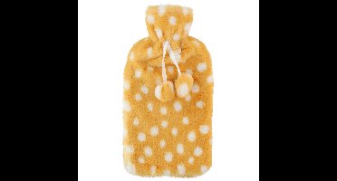 Warmwaterkruik - 2L - goud/wit - met hoes - kruik - stippen