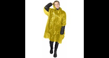 Wegwerp regenponcho - geel - voor volwassenen - met capuchon - budget line