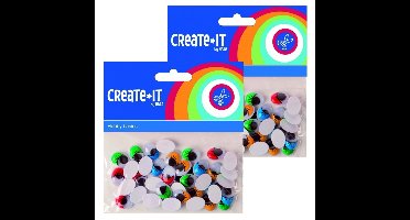 Zelfklevende wiebelogen met gekleurde wimper - 80x stuks - knutselen