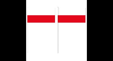 Zwaaivlaggetjes Polen - 12 x 24 cm - papier - landen versiering - supporters - stokje 40 cm