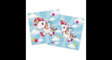 20x Eenhoorn themafeest servetten gekleurd 33 x 33 cm papier