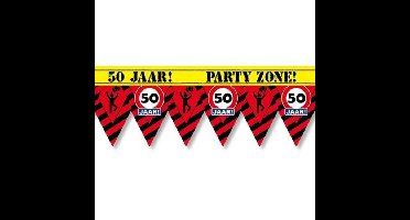 50 jaar party tape/markeerlint waarschuwing 12 m versiering