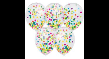 5x Confetti thema feest ballonnen 30 cm
