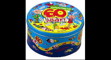 60 jaar snoeptrommel/koektrommel - 14 x 7,5 cm - 60e verjaardag - Cadeau