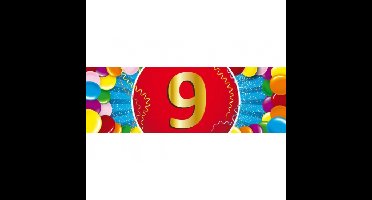 9 jaar leeftijd sticker - 19 x 6 cm - verjaardag - jubileum - versiering