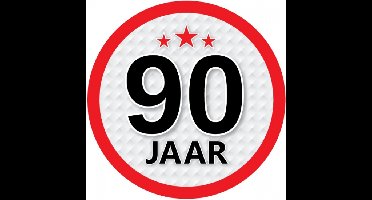 90 jaar leeftijd sticker - rond - Dia 15 cm - 90 jaar verjaardag - jubileum - leeftijd versiering