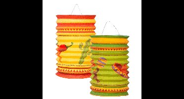Boland Lampionnen Mexico - 2x stuks - mexicaans thema - fiesta - versiering