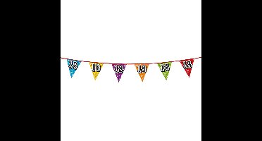 Boland Vlaggenlijn 18 jaar - multicolor - glitters - 8 meter - kunststof - vlaggetjes