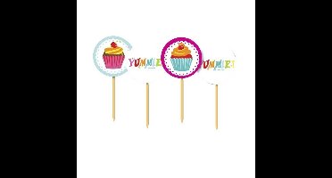 Cupcakes verjaardag thema cocktailprikkers 20x stuks