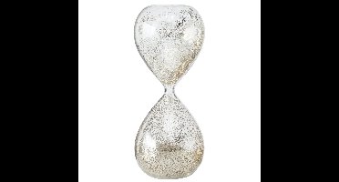 Decoratie zandloper glas zilveren glitters 20 cm