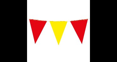 Feest/verjaardag Vlaggenlijn - rood/geel - 10 m - 15 vlaggetjes - binnen/buiten - kunststof