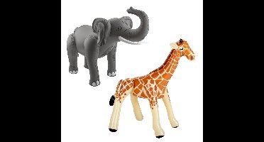 Folat Opblaasdieren - olifant en giraffe - safari thema - kunststof