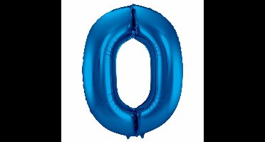 Folat Verjaardag Leeftijd folieballon - 0 jaar - blauw - 86 cm - cijferballon groot