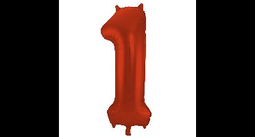 Folat Verjaardag Leeftijd folieballon - 1 jaar - rood - 86 cm - cijferballon groot