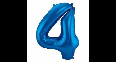 Folat Verjaardag Leeftijd folieballon - 4 jaar - blauw - 86 cm - cijferballon groot