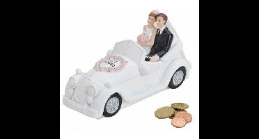 G. Wurm trouwauto spaarpot - polystone - 16 cm - bruiloft artikelen - just married