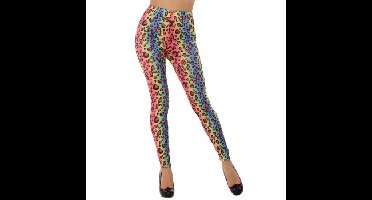 Gekleurde luipaard legging voor dames - Jaren 80 - Foute Party Carnaval verkleedkleding