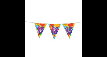 Haza 18 jaar Verjaardag Vlaggetjes - leeftijd versiering - plastic - 10 meter - feestartikelen