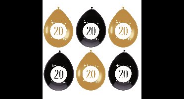 Haza Ballonnen - 20 jaar - leeftijd verjaardag - 6x stuks - 30 cm - versiering - feestartikelen
