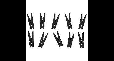 Hobby mini knijpertjes - 10x stuks - van hout / metaal - zwart - 3,5 cm