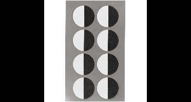 Hobby stickers - 32x stuks - rondjes zwart/wit - sticker etiketten - dia 25 mm - knutsel oogjes