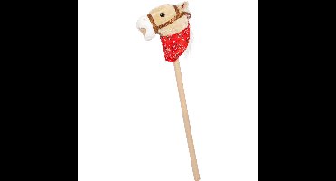 Houten stokpaardje beige met boeren zakdoek en geluid 80 cm