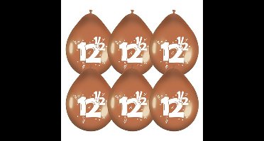 Jubileum thema 12.5 jaar getrouwd ballonnen - 6x stuks - brons - Feestartikelen/versiering
